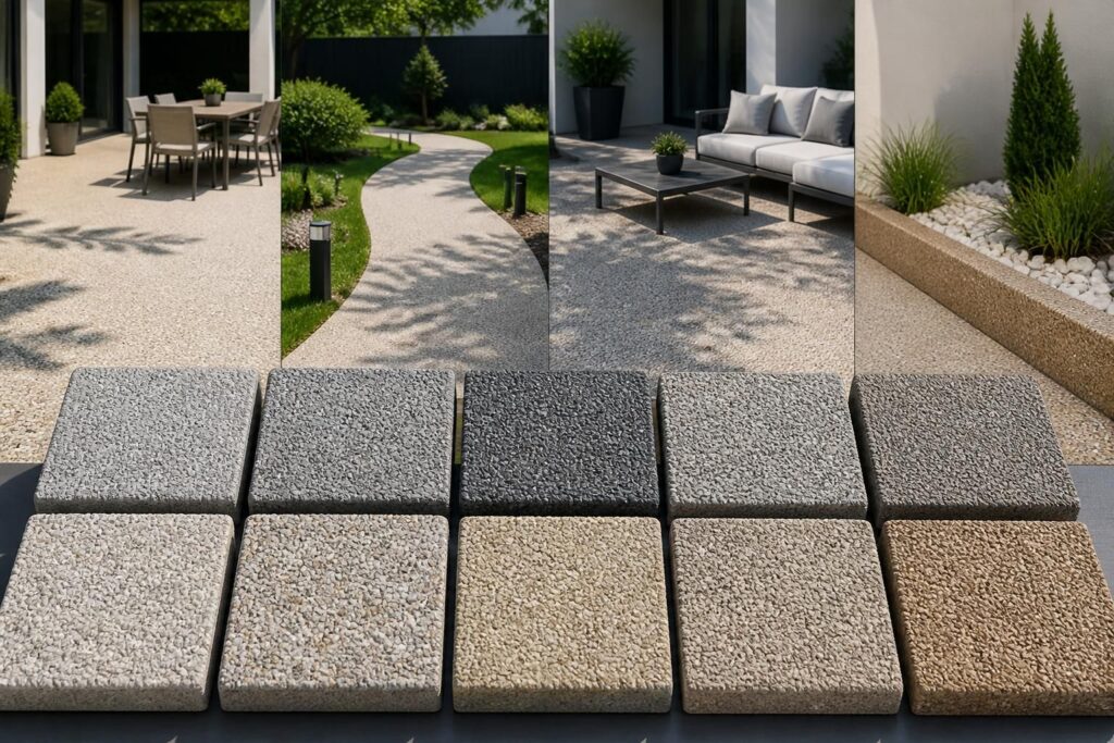 découvrez notre nuancier de béton désactivé avec un large choix de couleurs et leurs utilisations idéales pour embellir et aménager vos espaces extérieurs.