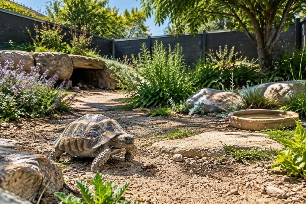 découvrez comment aménager un enclos extérieur adapté à votre tortue terrestre : espace, sécurité, abris et conseils pour favoriser son bien-être.
